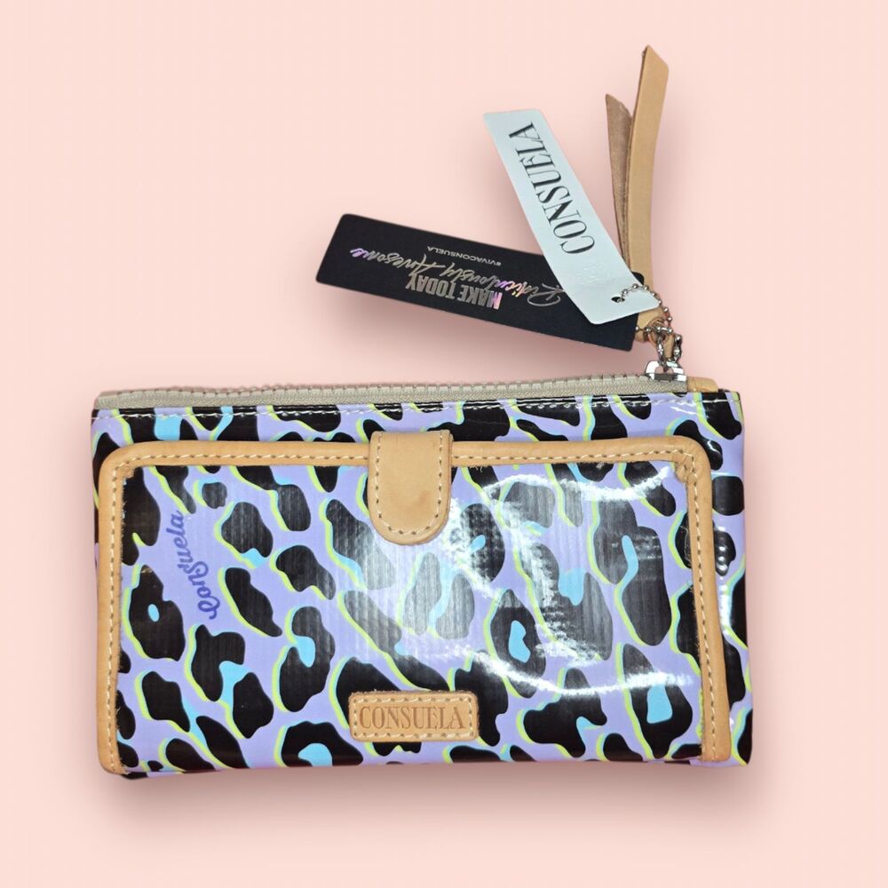 Consuela Dee Dee Slim Wallet Lavender Leopard Purple Animal Print Western Boho